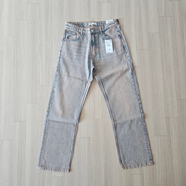 42 새제품) 자라 메탈릭 이펙트 코팅 진 청바지 체감 33 34 43
