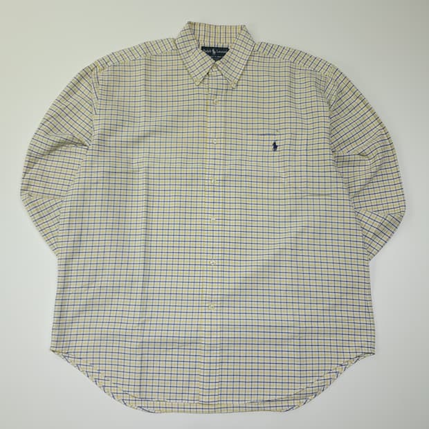 CL691 M 폴로 90s 빅셔츠 마이크로 체크 옐로우 네이비 셔츠 남