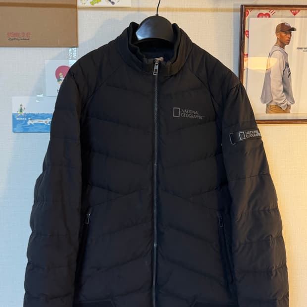 (2XL) 내셔널지오그래픽 구스다운 경량 패딩 봄버 블랙