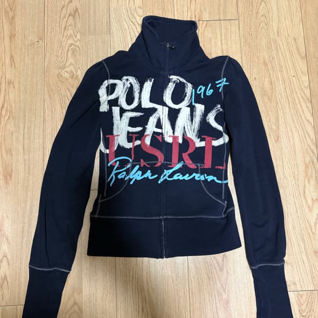 폴로 진스 프린팅 집업 네이비