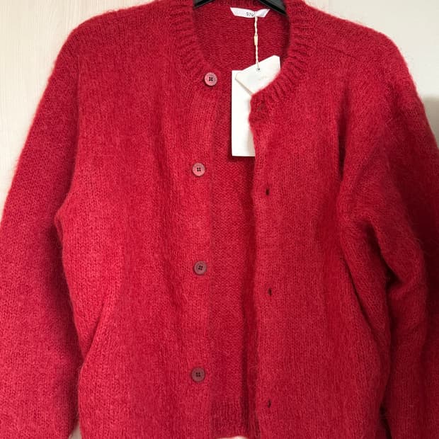 stu 모헤어 가디건 레드M stu가디건 stu모헤어 stu니트