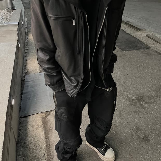 마이클코어스 모토 램스킨 레더 자켓