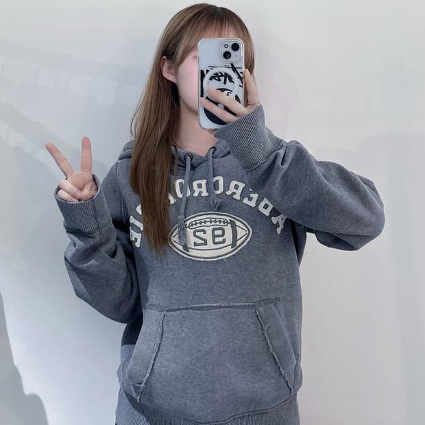 아베크롬비 빅로고 그레이 헤비스웻 후드