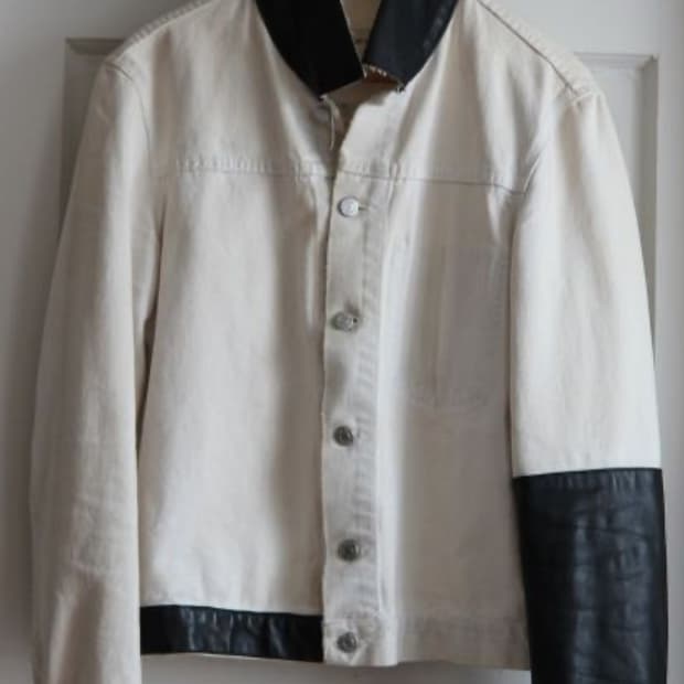Helmut lang leather patched trucker