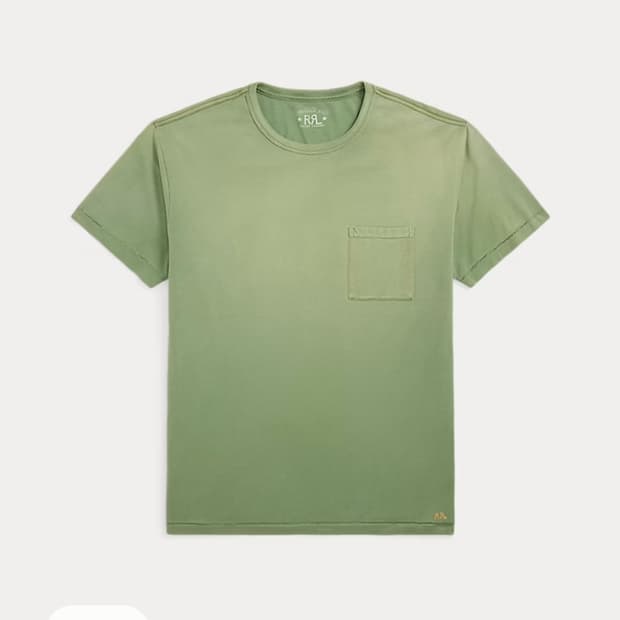 RRL 가먼트 다이 포켓 티셔츠 라이트 그린 L