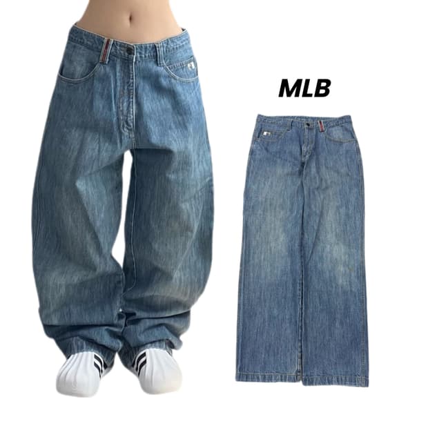 MLB 00s 카펜터 올드스쿨 와이드 힙합 데님팬츠