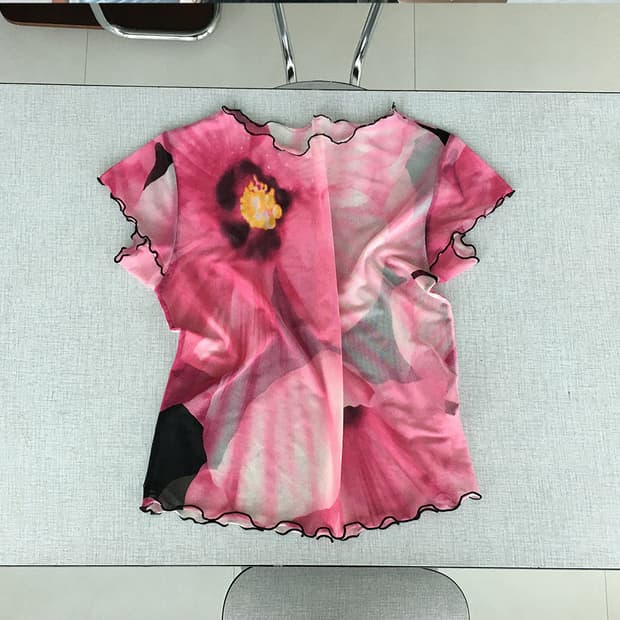 sheer floral mesh top