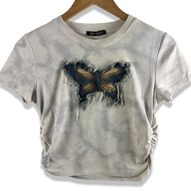 JPN 버터플라이 자수 패치 슬리브2360