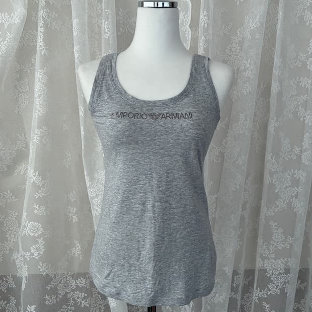 S) 엠포리오 아르마니 큐빅 탱크 탑 나시 그레이