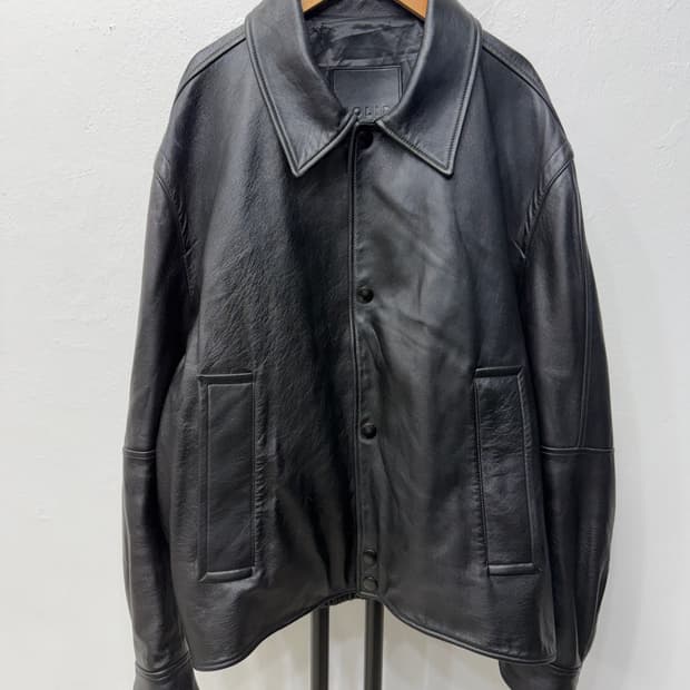 정품) 솔리드옴므 23ss 블랙 양가죽 레더 자켓 50(105)