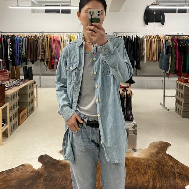 BEAMS BOY denim shirt onepiece