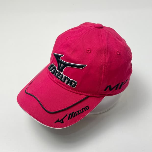 [택포] 미즈노 자수 빅로고 볼캡 모자 레드