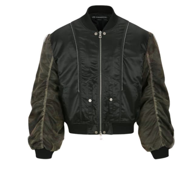 앤더슨벨 메쉬 슬리브 봄버 자켓 블랙