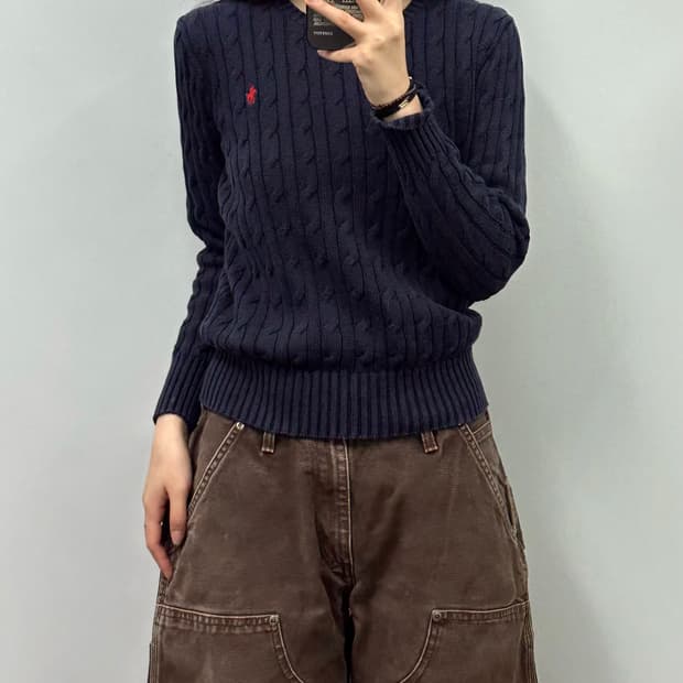 폴로 랄프로렌 네이비 꽈배기 니트