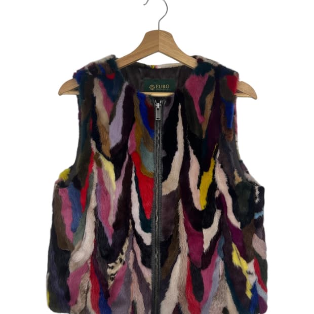 EURO Collection 멀티컬러 밍크 조끼 SIZE 66