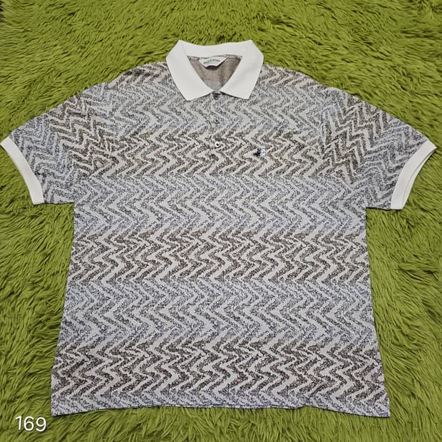 블랙앤화이트 패턴 반팔 카라티 L(XL추천)