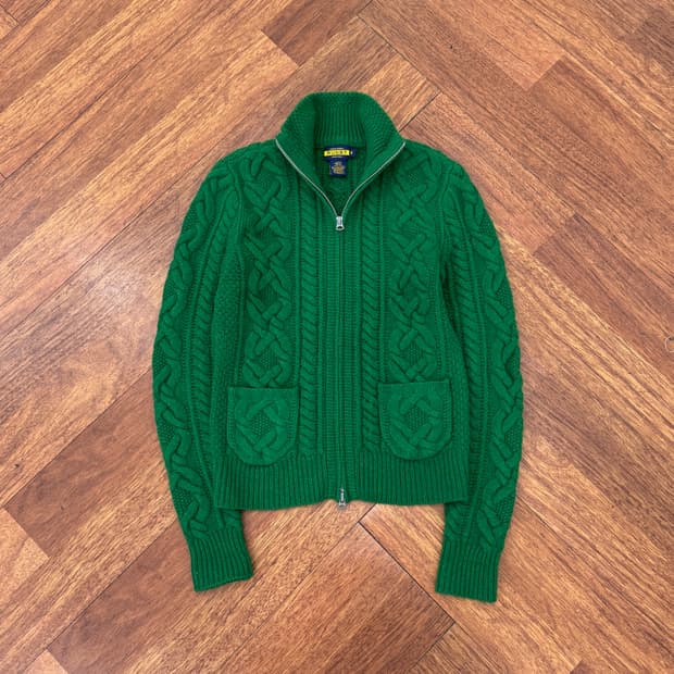 여성용 S 폴로 랄프로렌 럭비 케이블 투웨이 니트 집업 