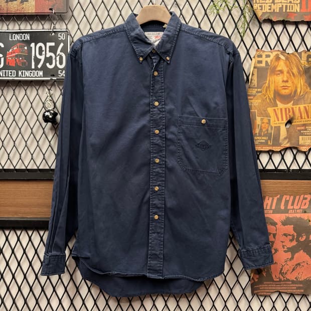 00s 리바이스 포 진스 워크 셔츠 전면 원포켓 포인트 네이비