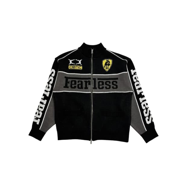 크리틱 피어리스 레이싱 집업 니트 블랙