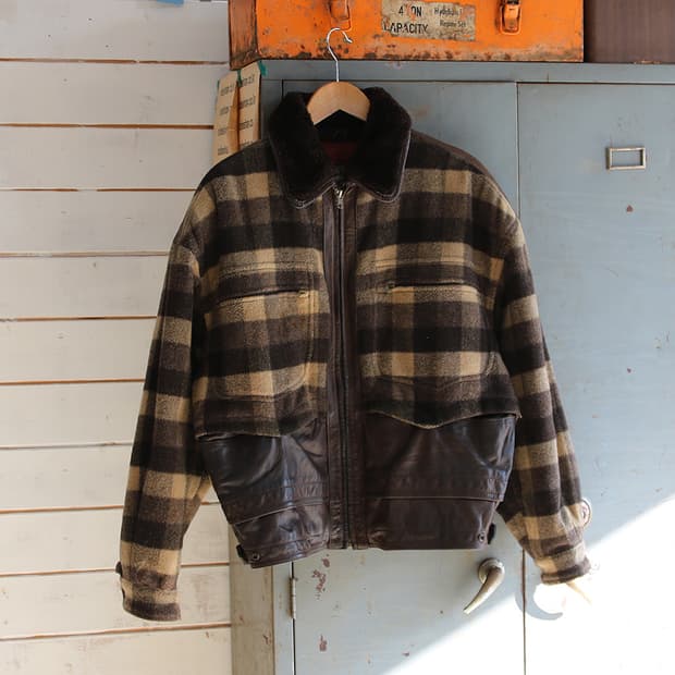 (착용컷) BOSTON 플란넬 체크 레더 자켓 (남성용 103)