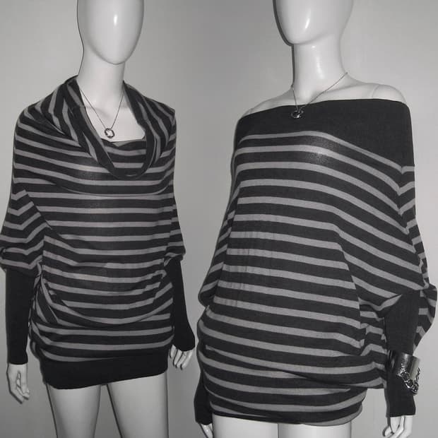 wingskoko 빈티지 락시크 오네갸루 스트라이프 오프숄더 원피스