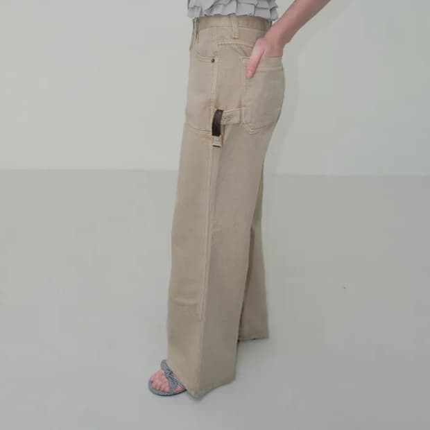 포에토 girls pocket dying beige pants