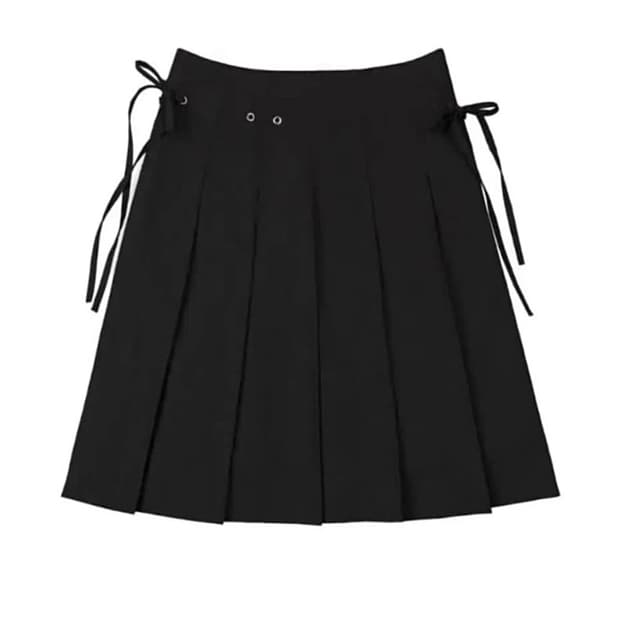 [Plantalcoholmusic_ Pleated skirt/Balck]
