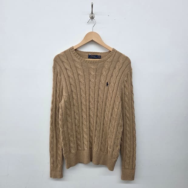 폴로 랄프로렌 꽈배기 니트 베이지 여L