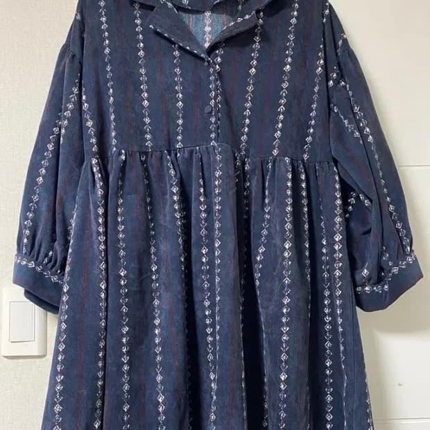 트위 코듀로이 골덴 네이비 벌룬 원피스 에스닉 보헤미안 모리걸 빈티지