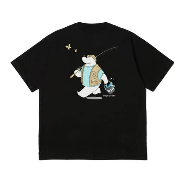 XXL 노르디스크 유니 피싱 베어 프린팅 빅사이즈 반팔 티셔츠
