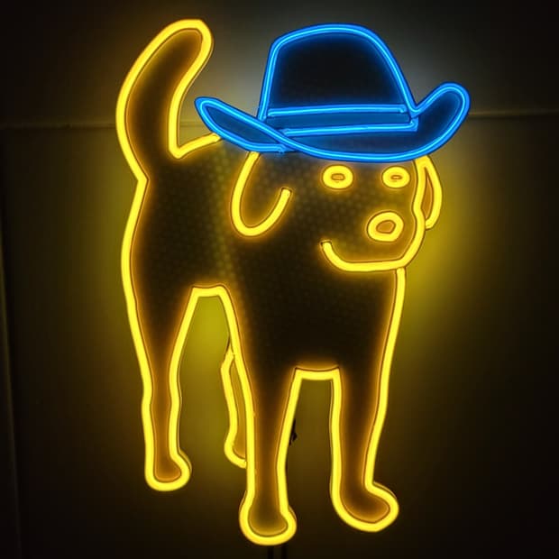 강아지 개 카우보이 네온사인 무드등 led 램프 조명