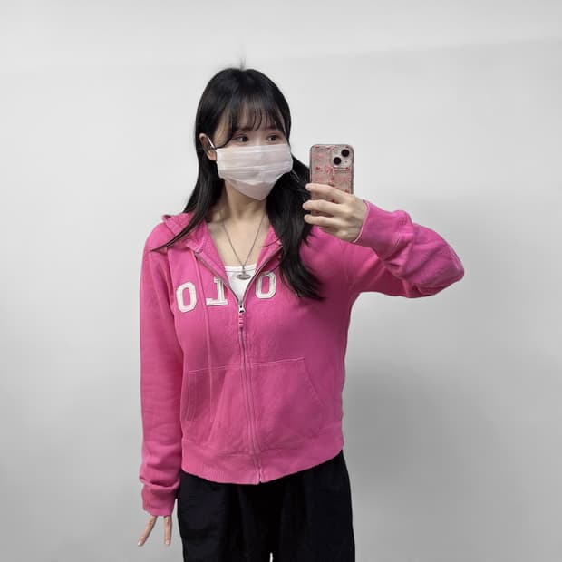 폴로 랄프로렌 스펠 로고 후드집업 핑크