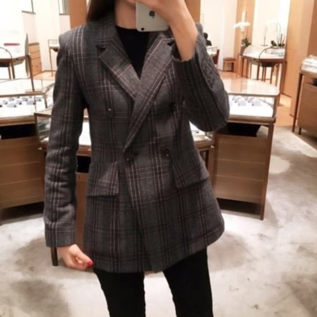 뀌베(CUVEE) 엘리슈 클래식 체크 울자켓 55