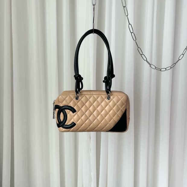 샤넬 깜봉 램스킨 볼링백