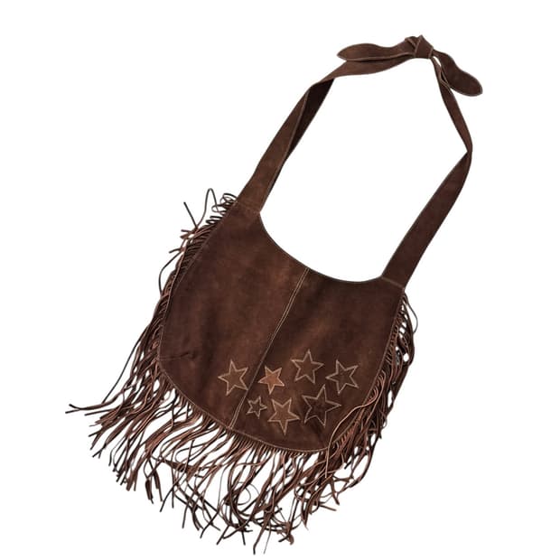 히스테릭글래머 스웨이드 프린지 숄더백 브라운