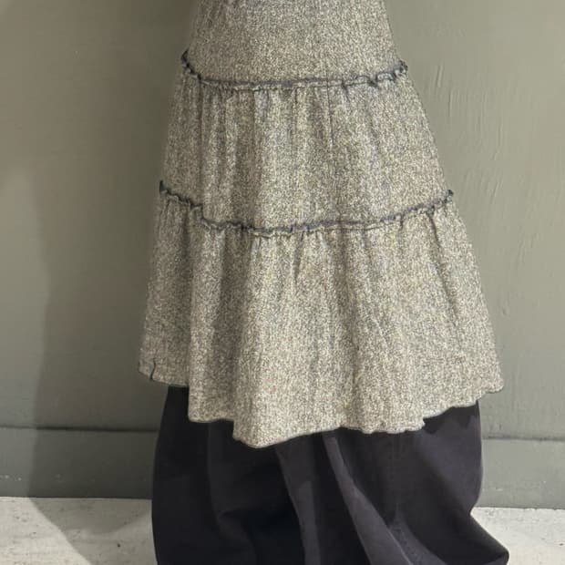 bokasi frill detail midi skirt
