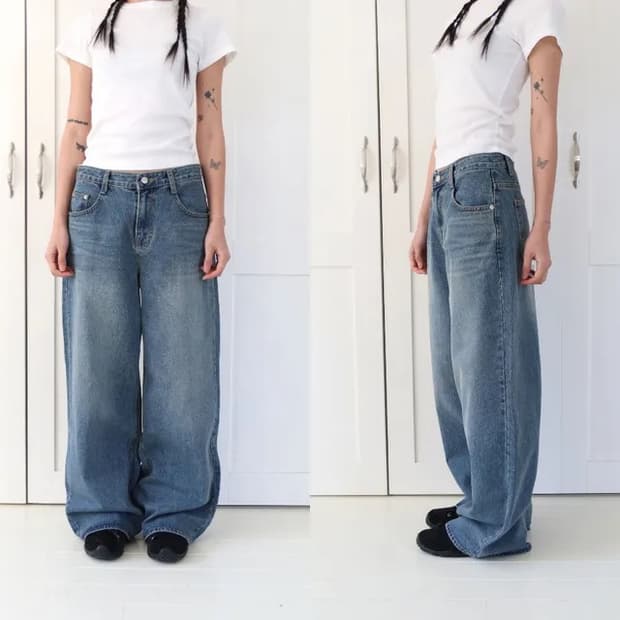 김미 씨어 스탠다드 와이드 데님