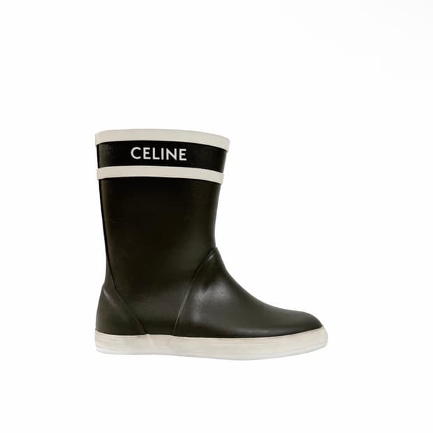 [38] 셀린느 여성 러버 로고 플랫 하프 레인 부츠 장화 카키