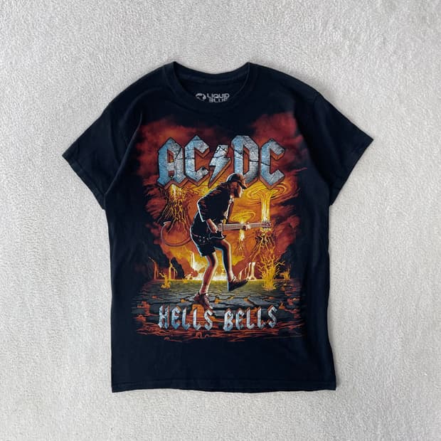 AC/DC Hells Bells 프린팅 반팔 티셔츠