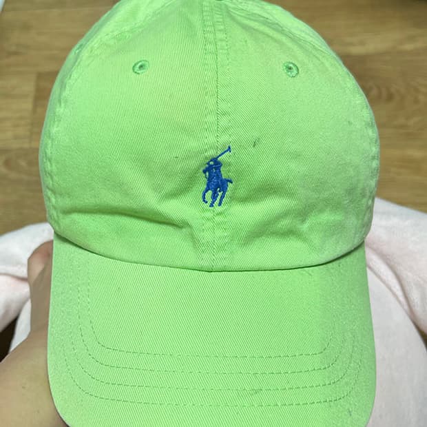 POLO 폴로 랄프로렌 00s 가죽 스트랩 치노 볼캡 라임그린 프리