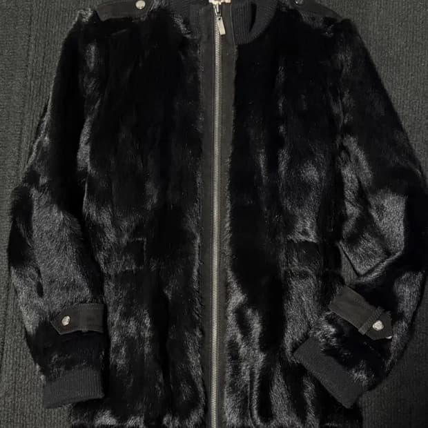 빈티지 양가죽 블랙 하이넥 리얼퍼 자켓 ayadz 큐빈 오공이 파우닝