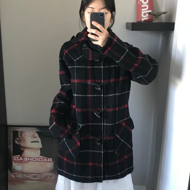 리바이스 레드 탭 체크 떡볶이 코트