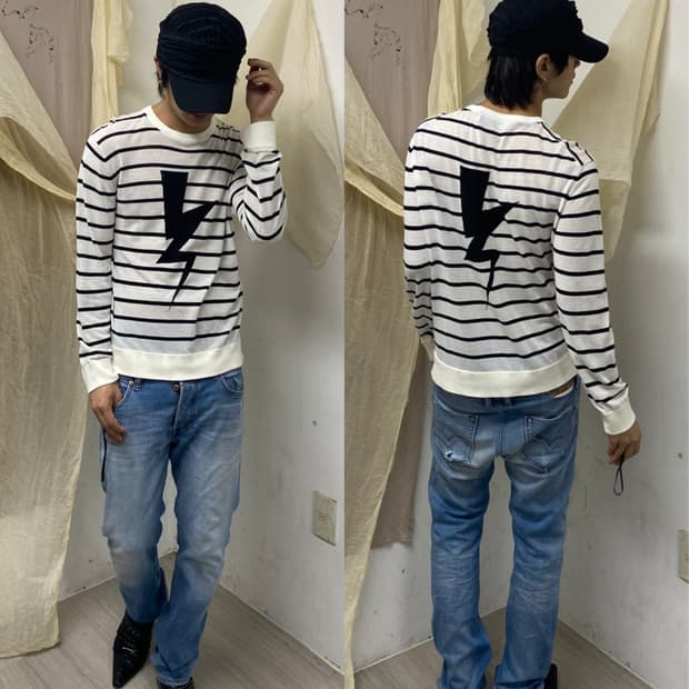 [NEIL BARRETT]Lightning Bolt Stripe Slim