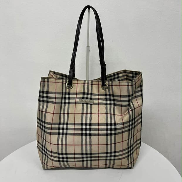 버버리 노바체크 블루라벨 숄더 토트백