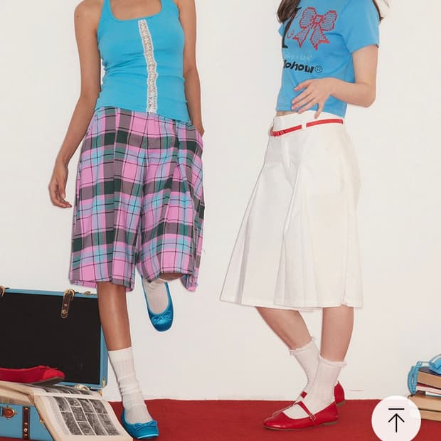 테스트메커니즘 Checkered ribbon retro pants