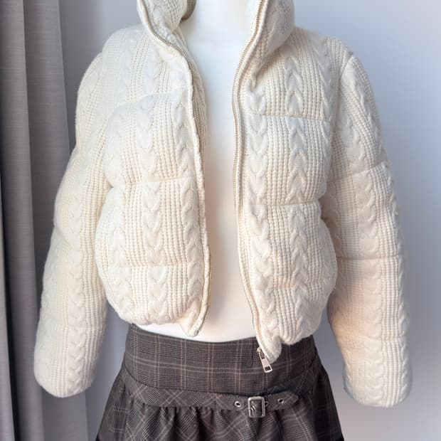 자라 니트패딩 아이보리 S