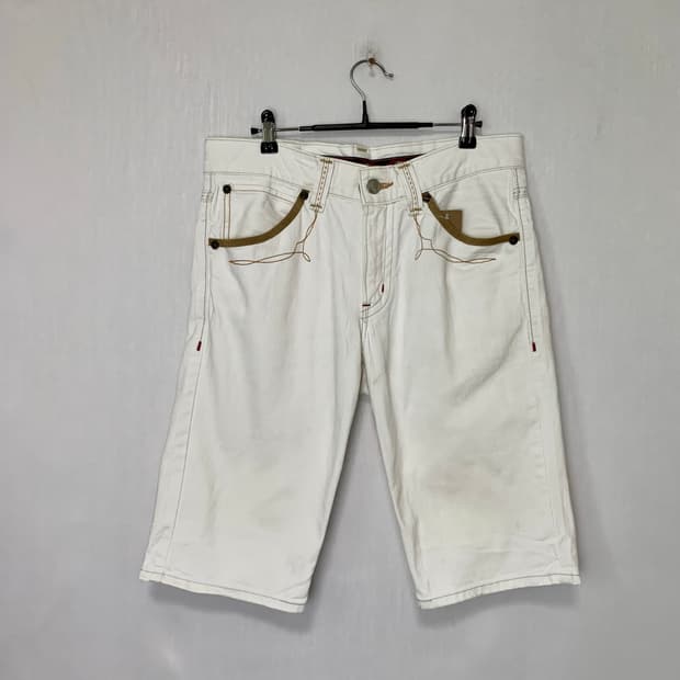 에드윈 익스클루시브 백포켓 아이보리 면 반바지 빈티지 팬츠 34인치