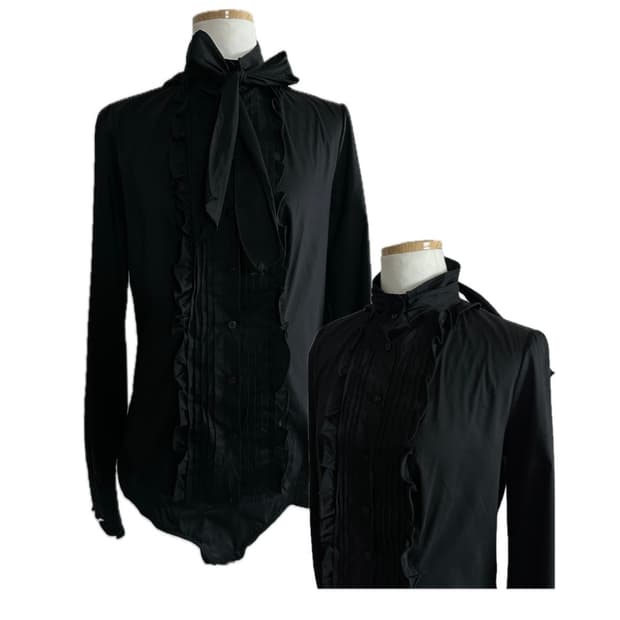 베네통 블라우스 바디수트 블랙 고딕 펑크