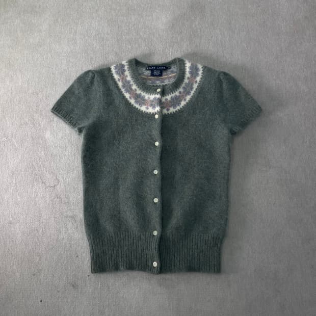 W 95 폴로랄프로렌 앙고라 페어 아일 쇼트 슬리브 가디건