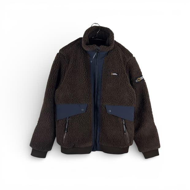 (S) 내셔널지오그래픽 양털 플리스 자켓 브라운